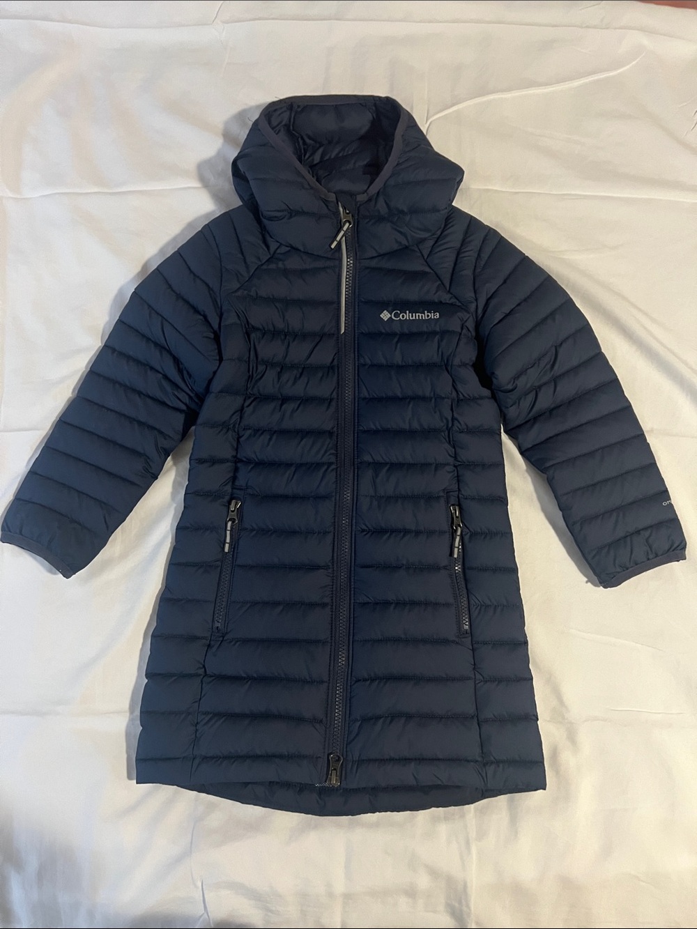 preLoved Columbia Girls' Navy Long Puffer Jacket with Hood